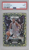 De'Aaron Fox from the 2023-24 Panini Prizm set featuring a King Snake parallel graded by PSA and given an overall grade of 9.