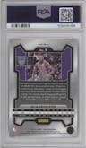 De'Aaron Fox from the 2023-24 Panini Prizm set featuring a King Snake parallel graded by PSA and given an overall grade of 9.