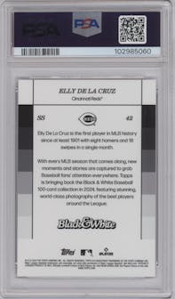 Elly De La Cruz  from the 2024 Topps Black & White set graded by PSA and given an overall grade of 9.