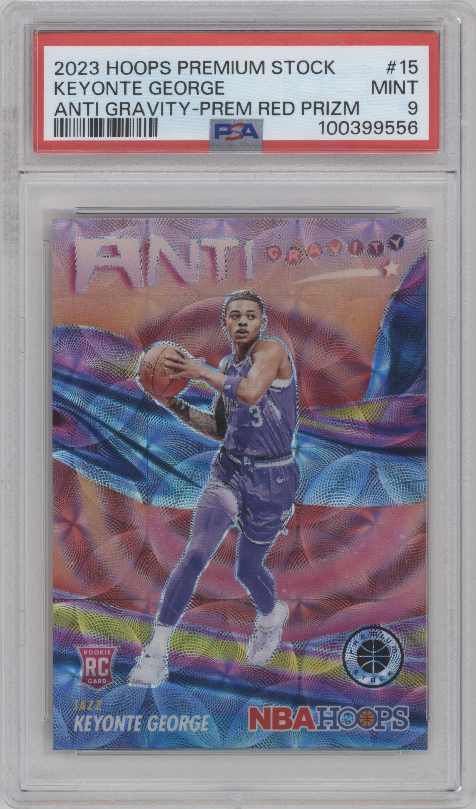 2023 Panini Hoops Premium Stock Anti Gravity Keyonte George Premium Red PSA 9