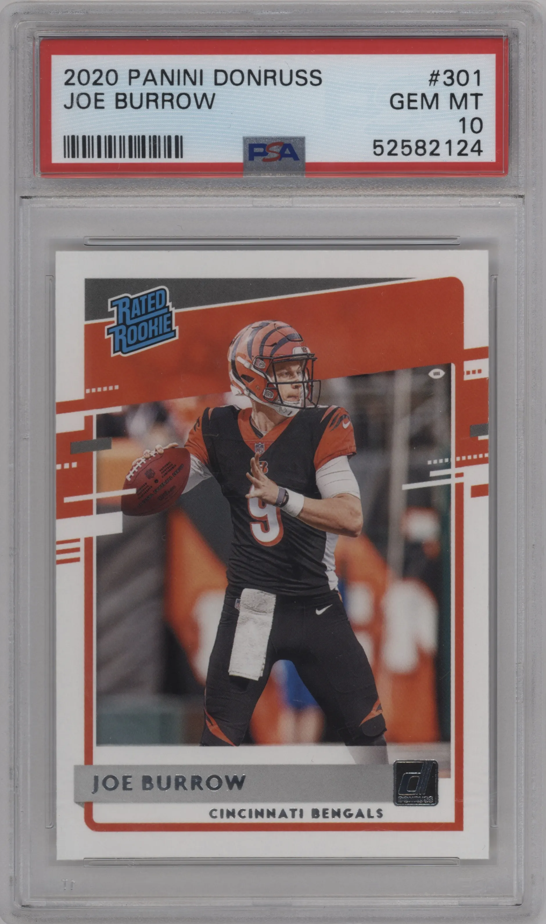 2020 Panini Donruss Rated Rookie Joe Burrow PSA 10