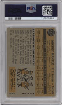 Mickey Mantle from the 1960 Topps set graded by PSA and given an overall grade of 3.