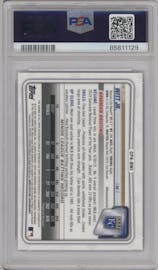 Bobby Witt Jr. from the 2020 Bowman Chrome set featuring a Purple Refractor  parallel graded by PSA and given an overall grade of 10.