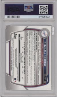 Kendall George from the 2023 Bowman Draft set featuring a Refractor parallel graded by PSA and given an overall grade of 10.