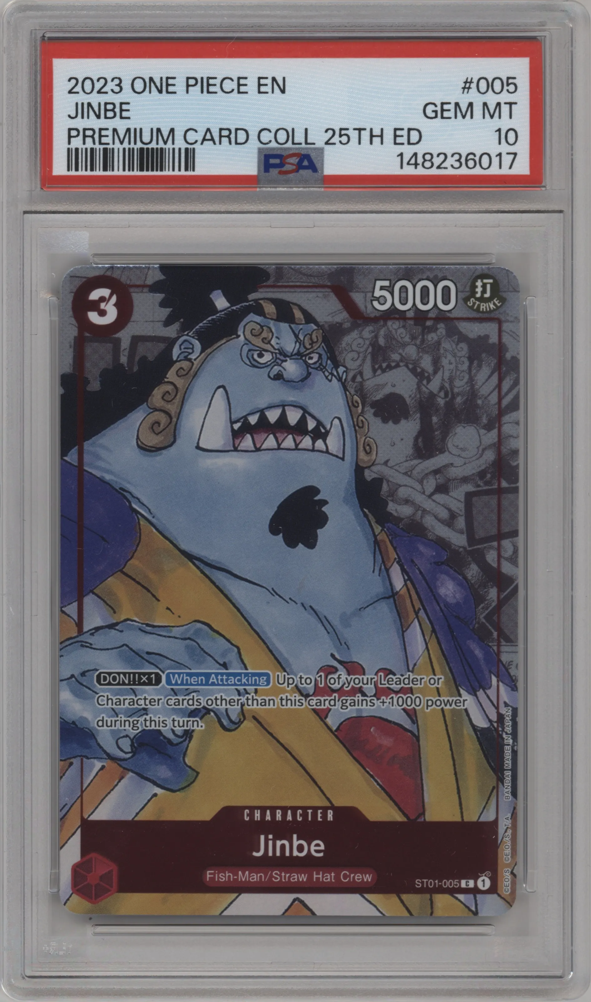 2023 One Piece Premium Collection 25th Ed. Jinbe PSA 10