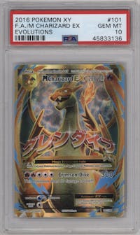 M Charizard EX from the 2016 Pokemon XY set graded by PSA and given an overall grade of 10.