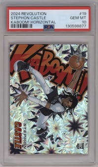 Stephon Castle from the 2024-25 Panini Revolution set graded by PSA and given an overall grade of 10.