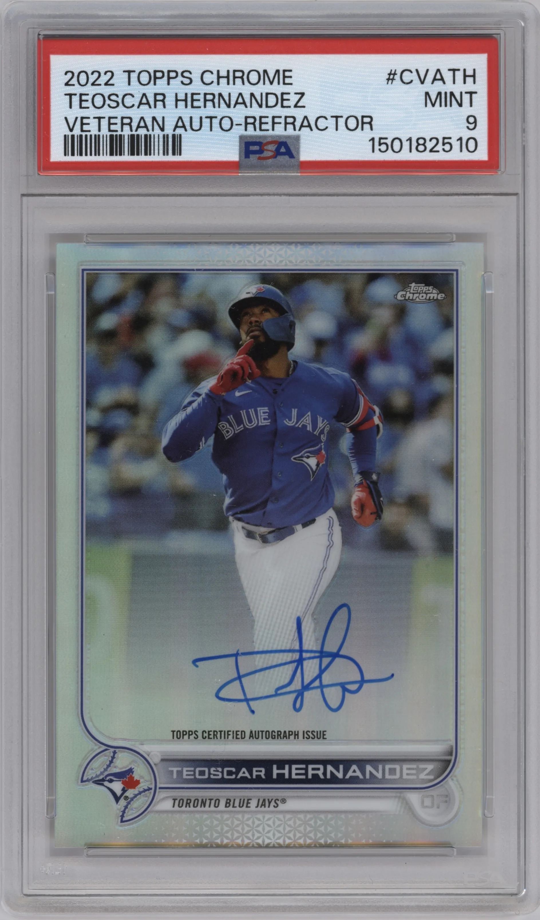 2022 Topps Chrome Auto Teoscar Hernandez Refractor PSA 9