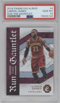 LeBron James from the 2016-17 Panini Excalibur set graded by PSA and given an overall grade of 10.