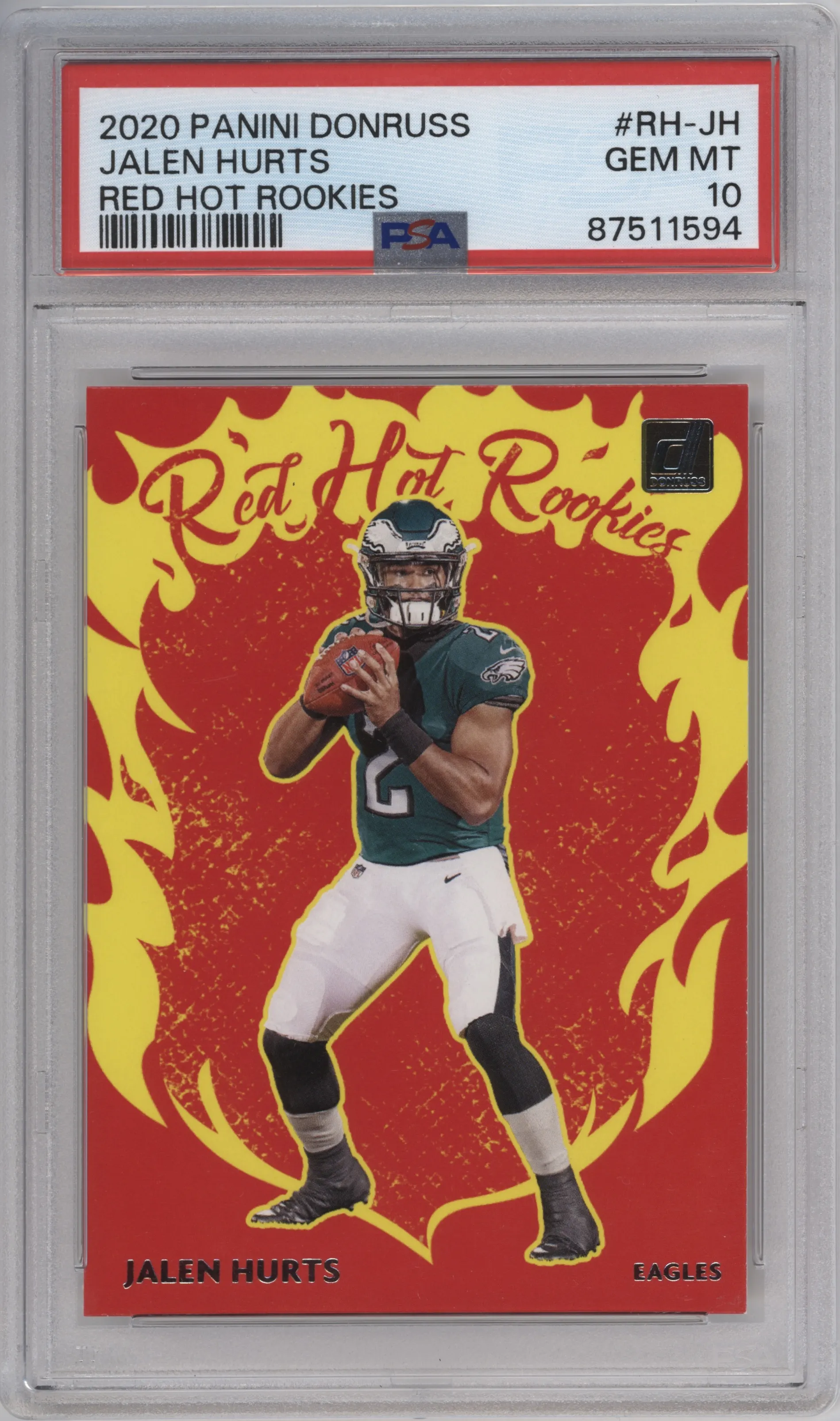 2020 Panini Donruss Red Hot Rookies Jalen Hurts #RH-JH PSA 10