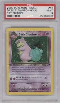 Dark Slowbro from the 2000 Pokemon set graded by PSA and given an overall grade of 9.