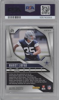 Marist Liufau from the 2024 Panini Prizm set featuring a Choice Cherry Blossom Prizm parallel graded by PSA and given an overall grade of 9.