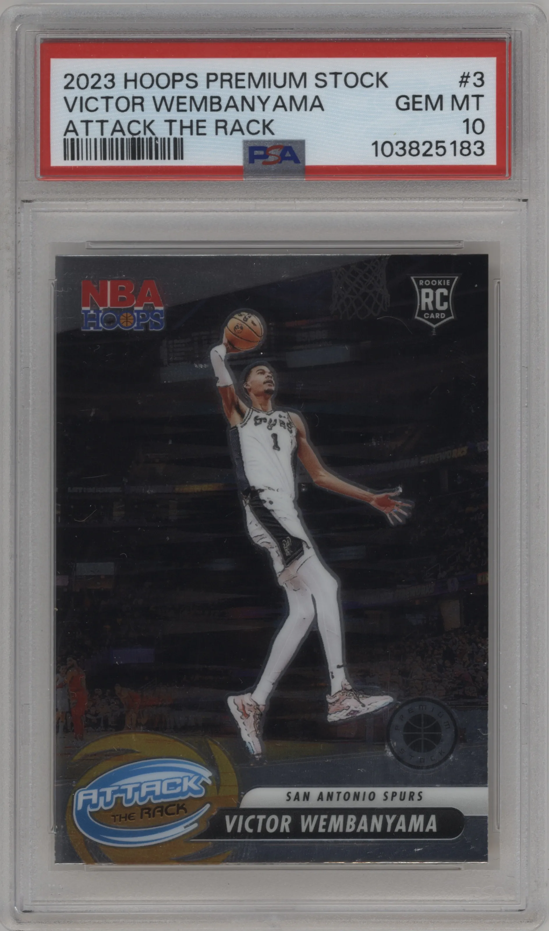 2023 Panini Hoops Premium Stock Attack the Rack Victor Wembanyama #3 PSA 10