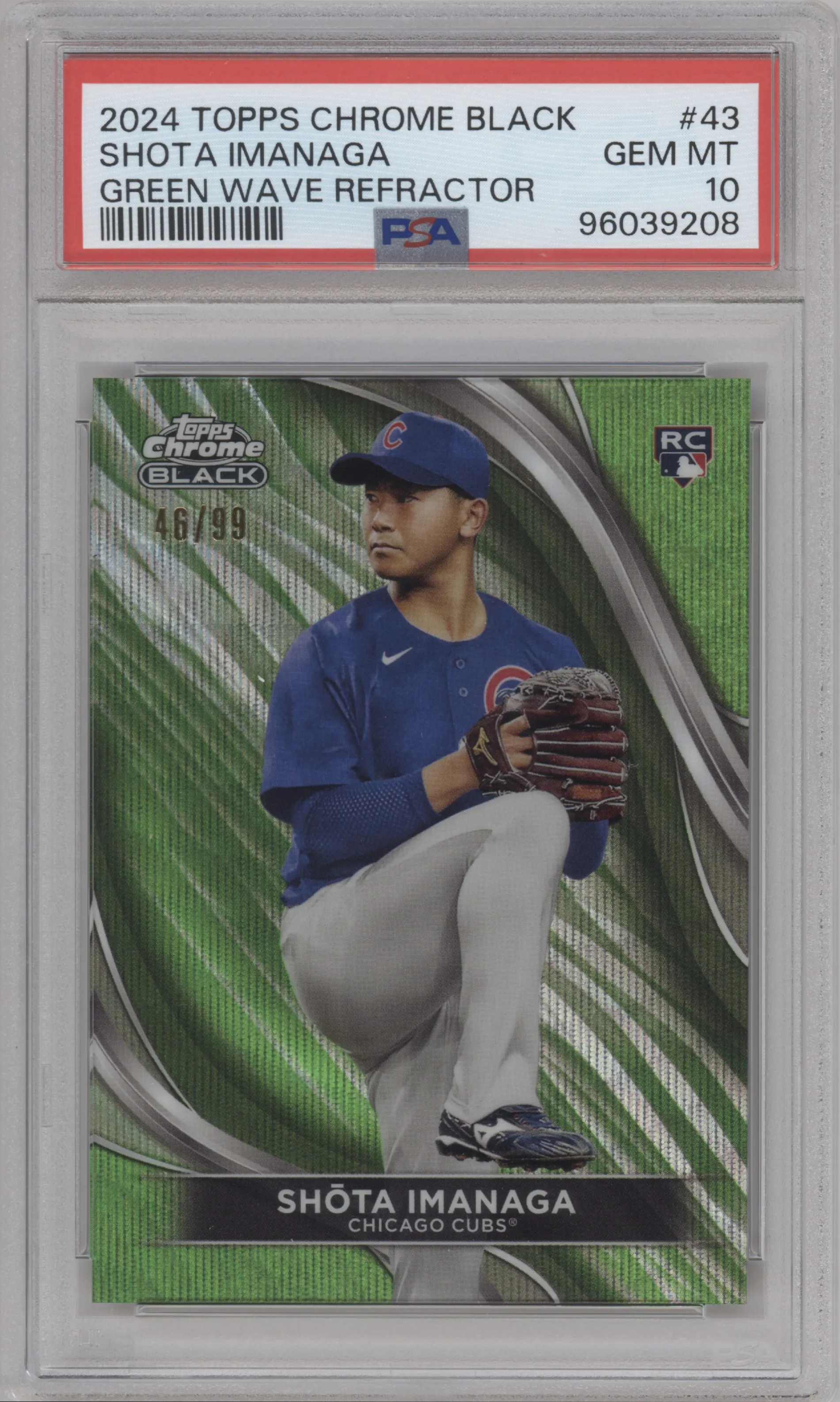 2024 2024 Topps Chrome Black Topps Chrome Black Shota Imanaga Green Wave Refractor PSA 10