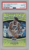 Joel Embiid from the 2021-22 Panini NBA Hoops set graded by PSA and given an overall grade of 10.