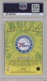 Joel Embiid from the 2021-22 Panini NBA Hoops set graded by PSA and given an overall grade of 10.