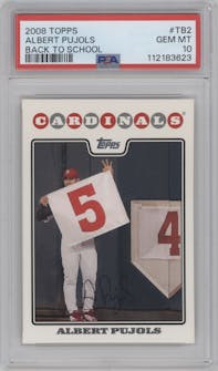Albert Pujols from the 2008 Topps set graded by PSA and given an overall grade of 10.