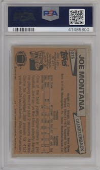 Joe Montana from the 1981 Topps  set graded by PSA and given an overall grade of 8.