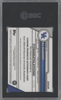 DJ Wagner from the 2023-24 Bowman U Chrome set featuring a Gold Refractor parallel graded by SGC and given an overall grade of 9.5.