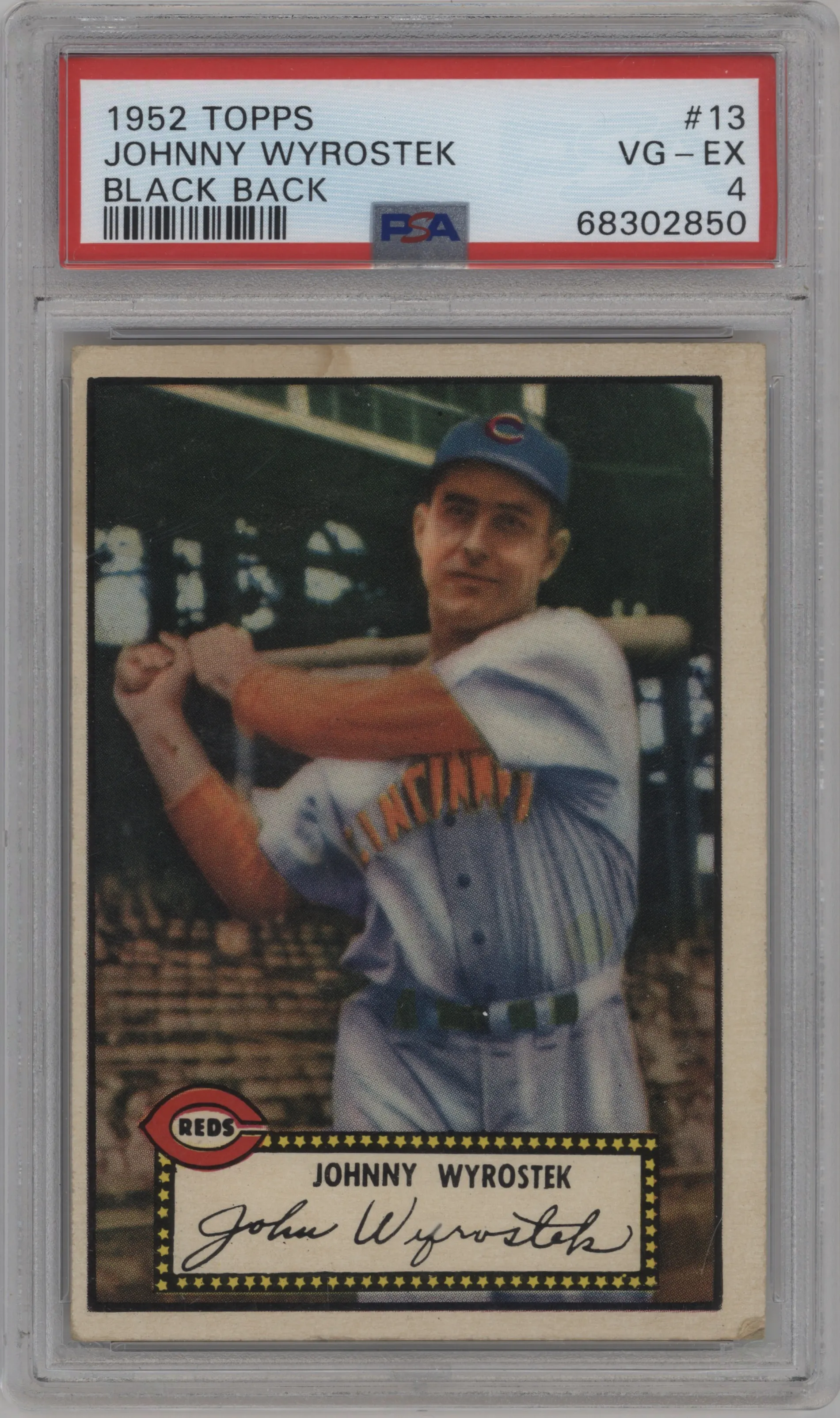 1952 Topps Johnny Wyrostek Black Back PSA 4