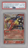 Blaziken FB LV. X from the 2009 Pokemon Platinum set graded by PSA and given an overall grade of 8.