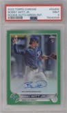 Bobby Witt Jr. from the 2022 Topps Chrome set featuring a Green Refractor parallel graded by PSA and given an overall grade of 9.