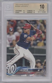 Juan Soto from the 2018 Topps Update set graded by Beckett and given an overall grade of 10.