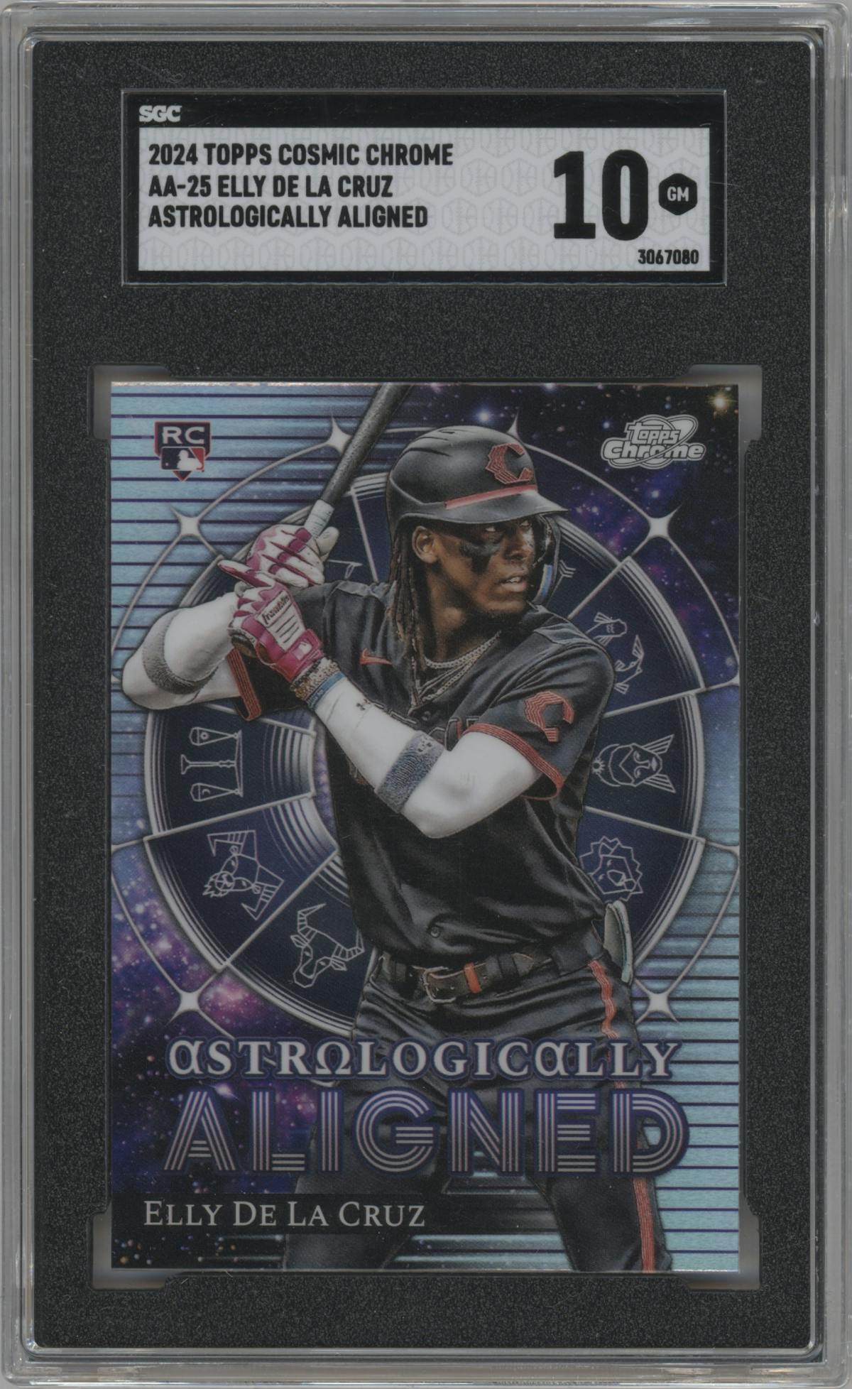 Elly De La Cruz from the 2024 Topps Cosmic Chrome set graded by SGC and given an overall grade of 10.
