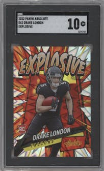 Drake London from the 2022 Panini Absolute set graded by SGC and given an overall grade of 10.