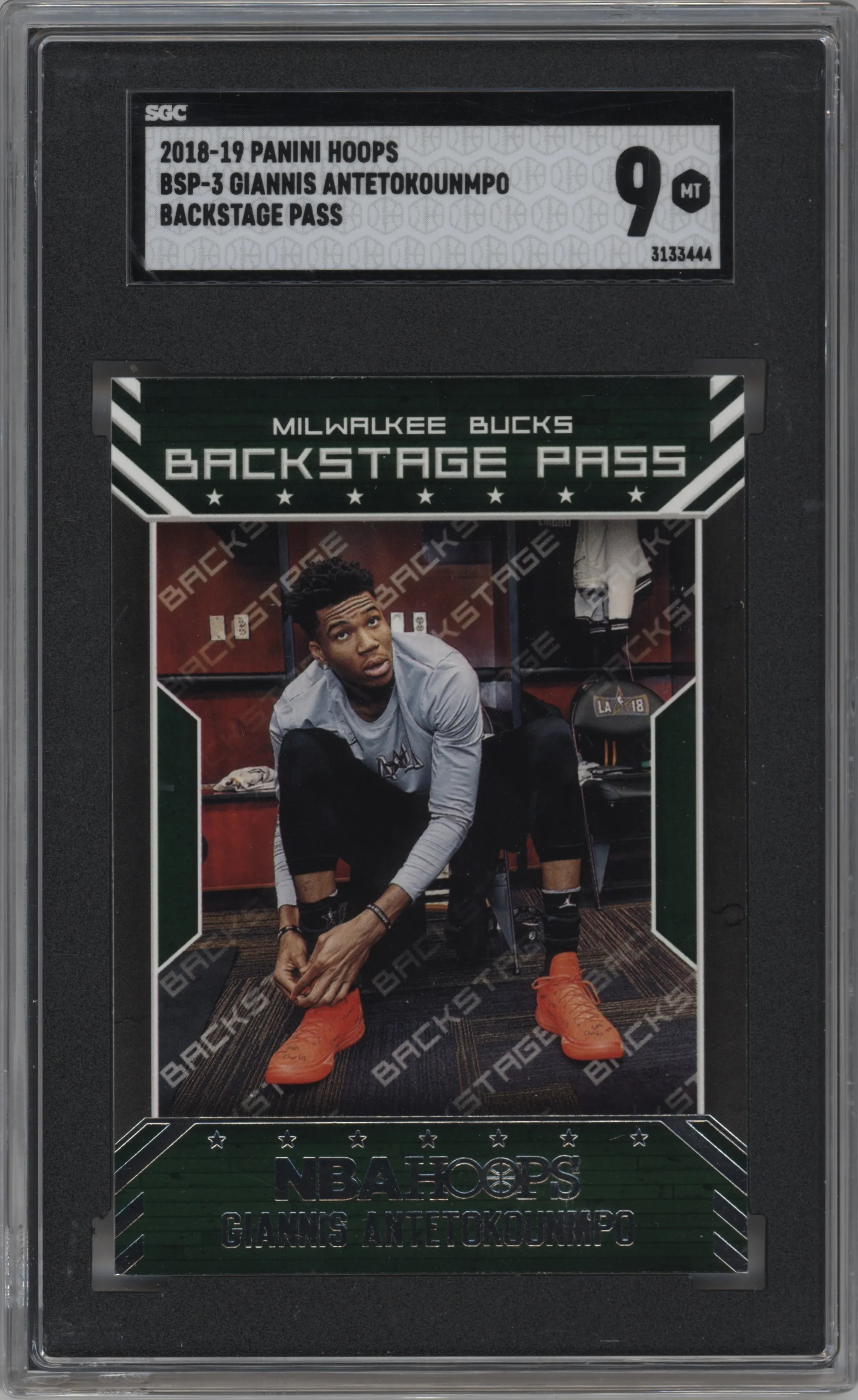 2018 Panini NBA Hoops Backstage Pass Giannis Antetokounmpo #BSP-3 SGC 9
