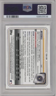 Garrett Mitchell from the 2020 Bowman Draft set graded by PSA and given an overall grade of 10.