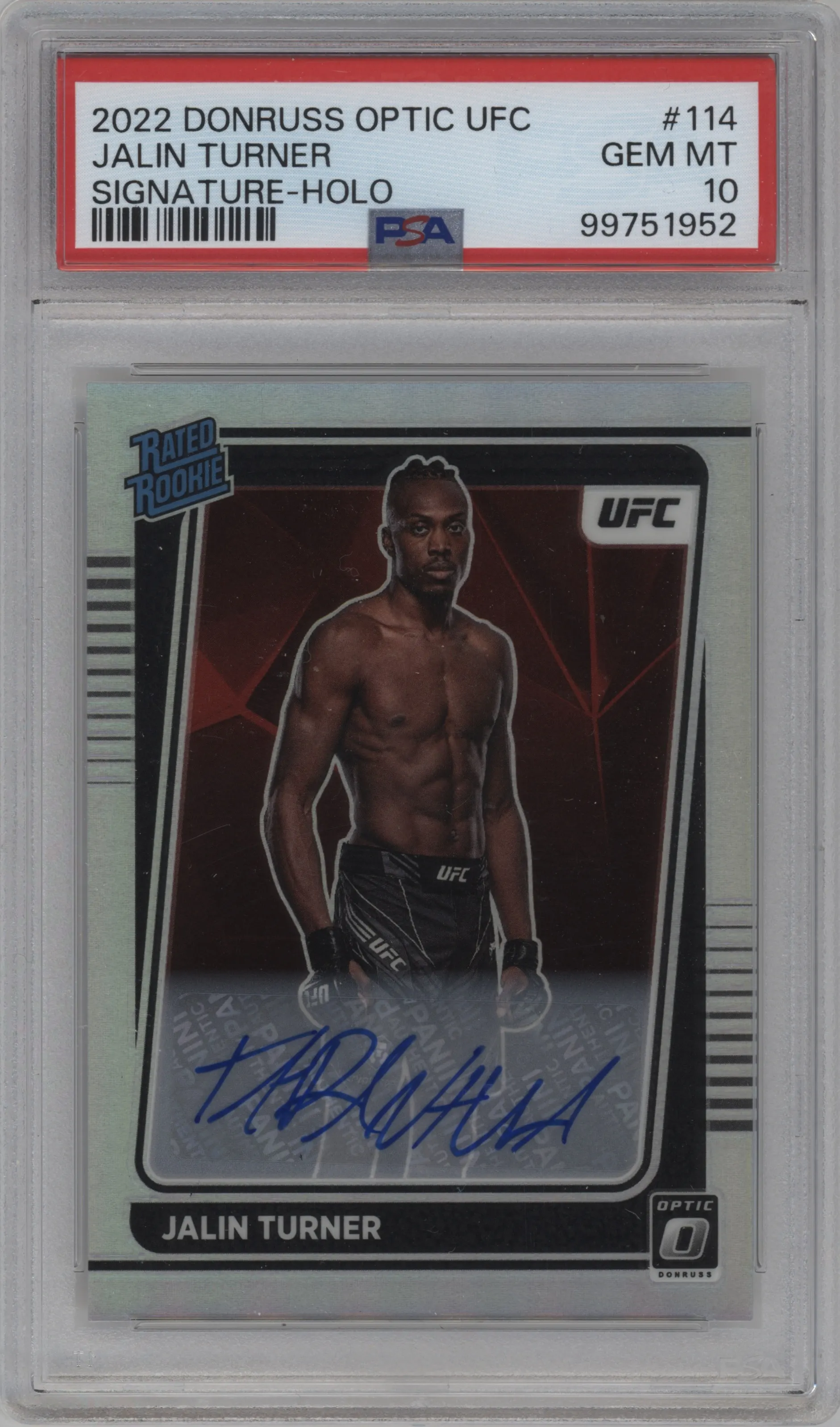 2022 Donruss Optic UFC Rated Rookie Sig. Jalin Turner Holo #114 PSA 10