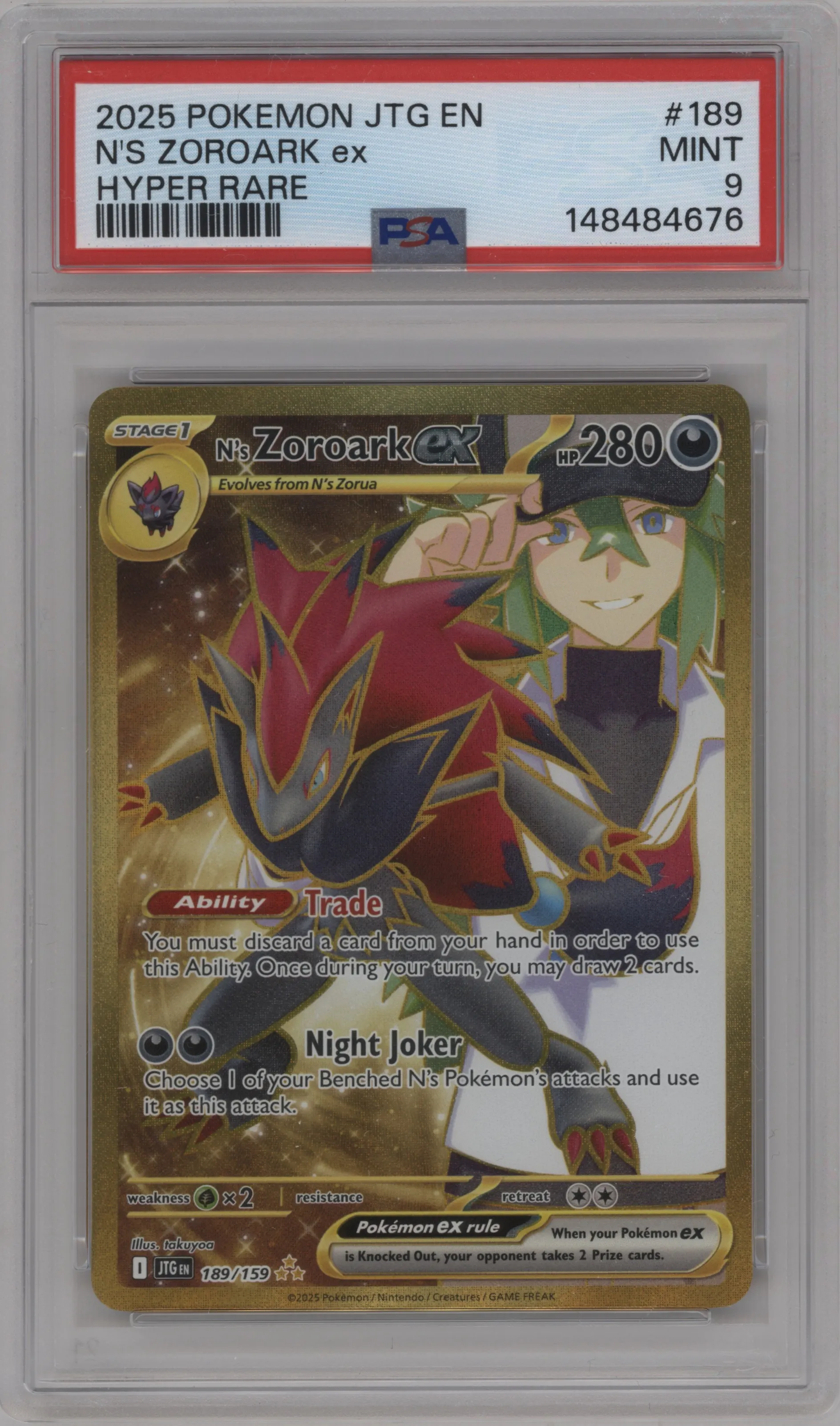 2025 Pokemon SV Journey Together N's Zoroark ex #189 PSA 9