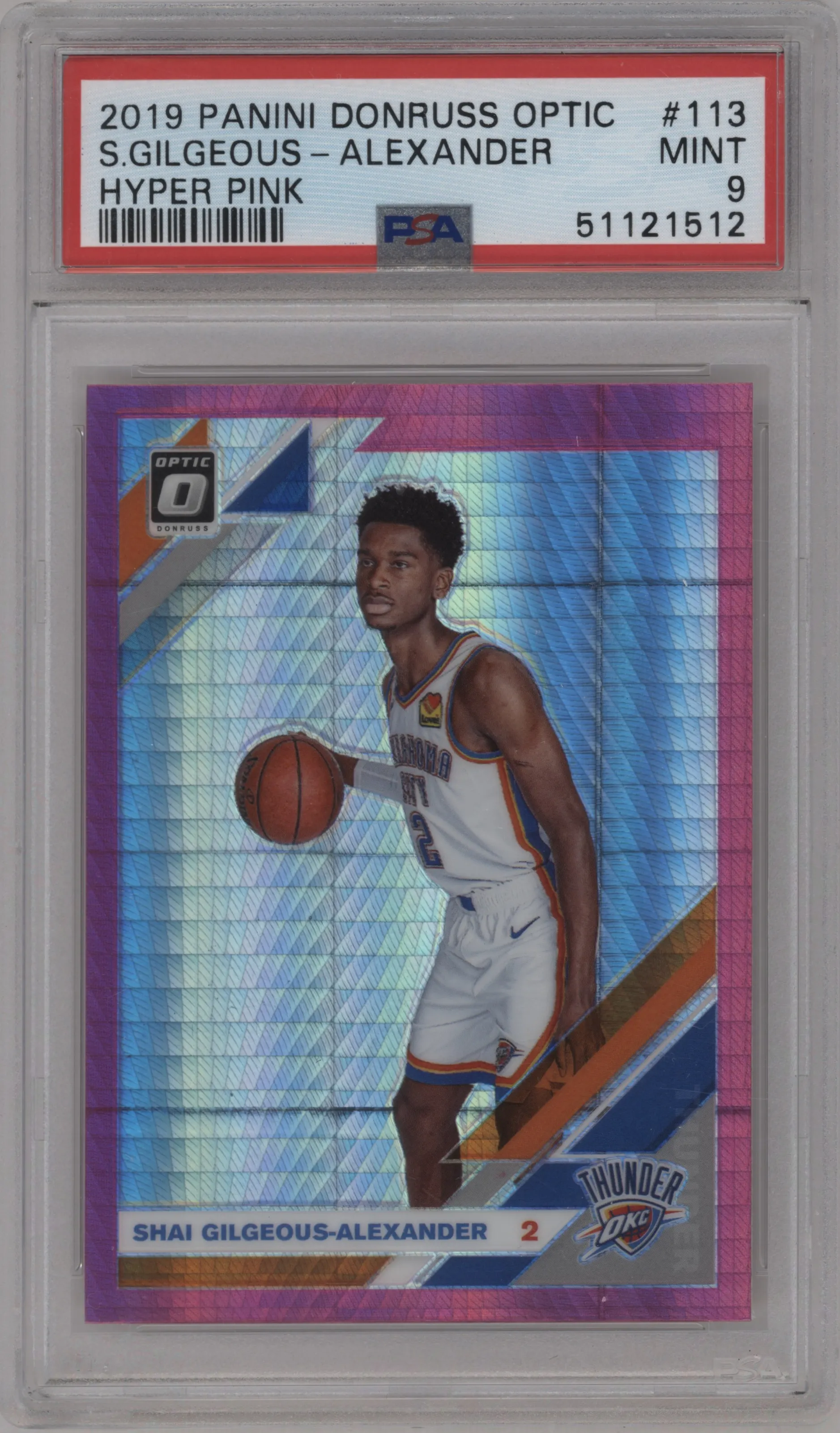 2019 Panini Donruss Optic Shai Gilgeous-Alexander Hyper Pink #113 PSA 9