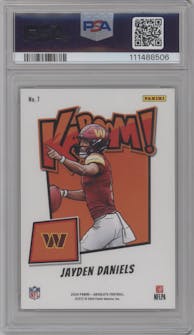 Jayden Daniels from the 2024 Panini Absolute set graded by PSA and given an overall grade of 10.