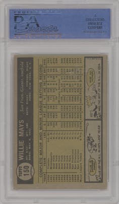 Willie Mays from the 1961 Topps set graded by PSA and given an overall grade of 5.
