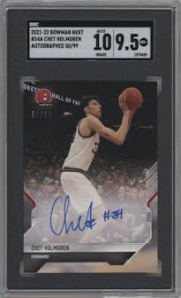 Chet Holmgren from the 2021-22 Bowman Next set graded by SGC and given an overall grade of 9.5.