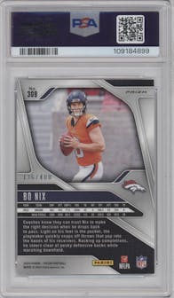 Bo Nix from the 2024 Panini Prizm set featuring a Pandora parallel graded by PSA and given an overall grade of 10.