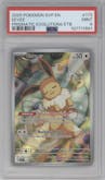 Eevee from the 2025 Pokemon SV set featuring a Prismatic Evolutions Elite Trainer Box parallel graded by PSA and given an overall grade of 9.
