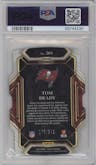 Tom Brady from the 2021 Panini Select set featuring a Die-Cut Neon Green parallel graded by PSA and given an overall grade of 10.