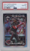 Elly De La Cruz from the 2024 Topps Chrome set featuring a Prism Refractor parallel graded by PSA and given an overall grade of 10.