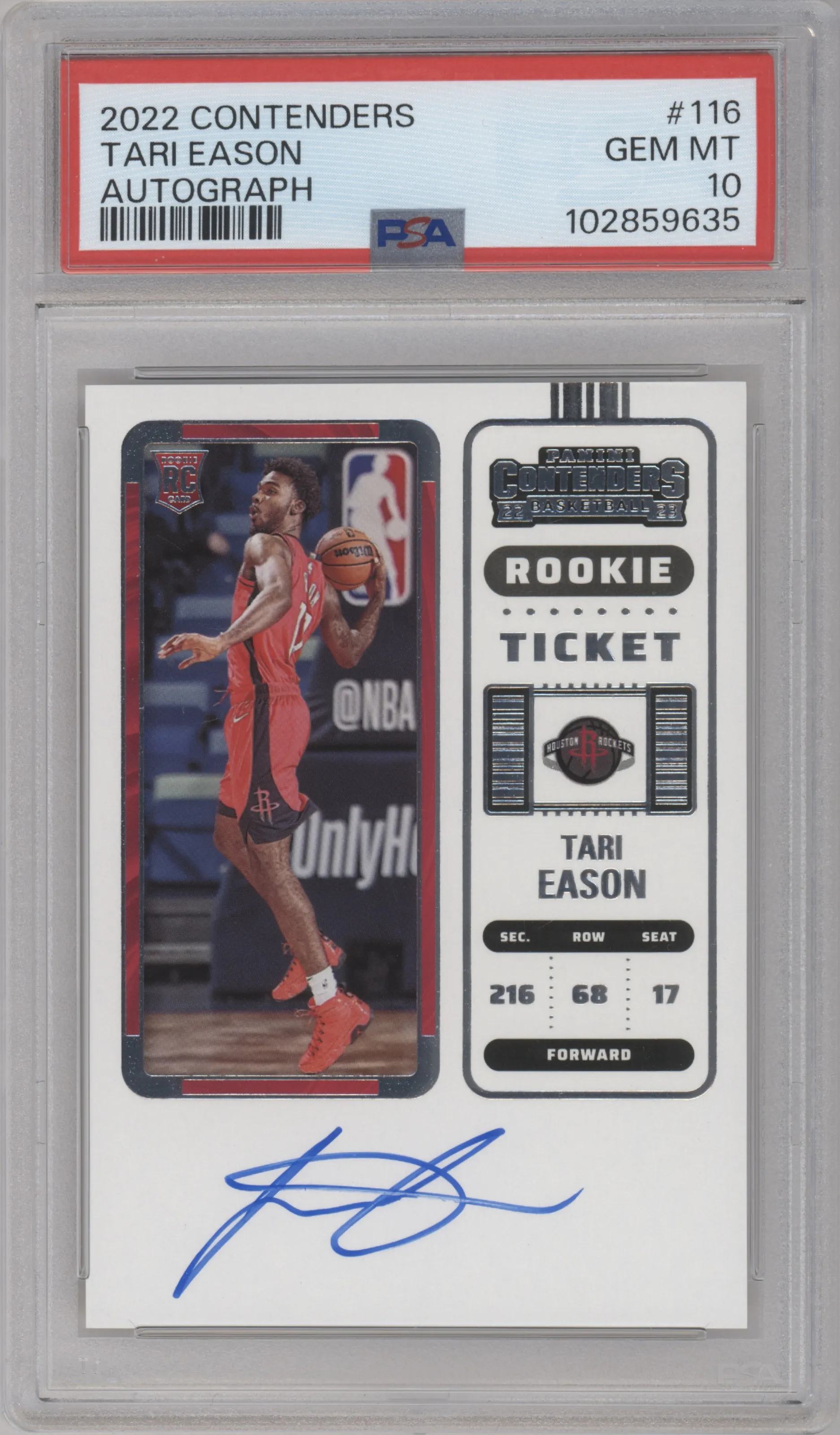 2022 Panini Contenders Rke.Tkt.Auto Tari Eason #116 PSA 10