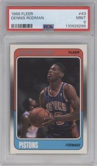 Dennis Rodman from the 1988-89 Fleer set graded by PSA and given an overall grade of 9.