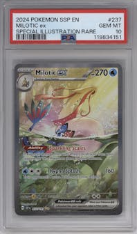 Milotic ex from the 2024 Pokemon SV set graded by PSA and given an overall grade of 10.