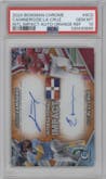 Junior Caminero / Elly De La Cruz from the 2024 Bowman Chrome set featuring a Orange Refractor parallel graded by PSA and given an overall grade of 10.