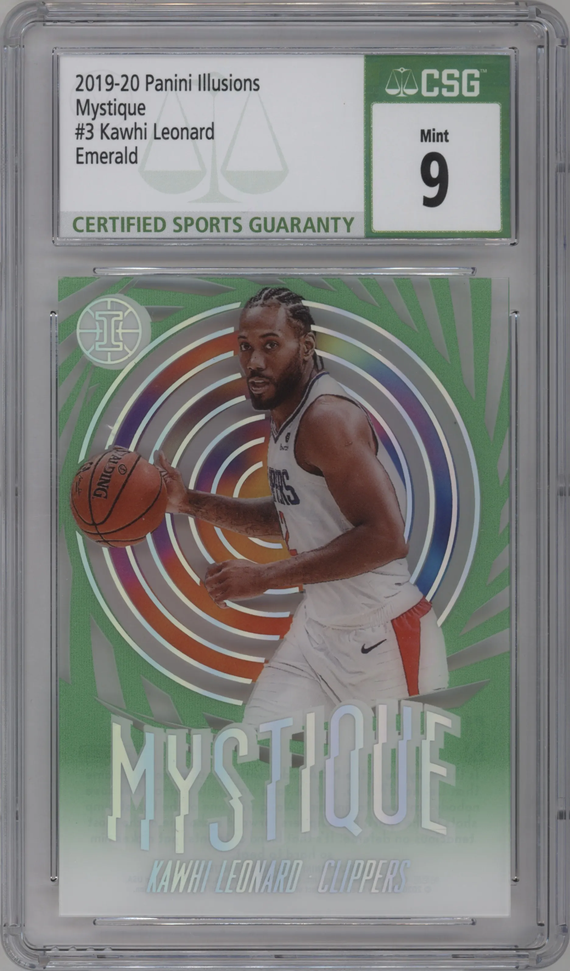 2019 Panini Illusions Mystique Kawhi Leonard Emerald #3 CGC 9