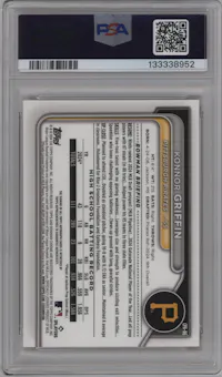 Konnor Griffin from the 2024 Bowman Draft Sapphire Edition set featuring a Orange parallel graded by PSA and given an overall grade of 10.