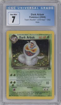 Dark Arbok from the 2000 Pokemon set graded by CSG and given an overall grade of 7.