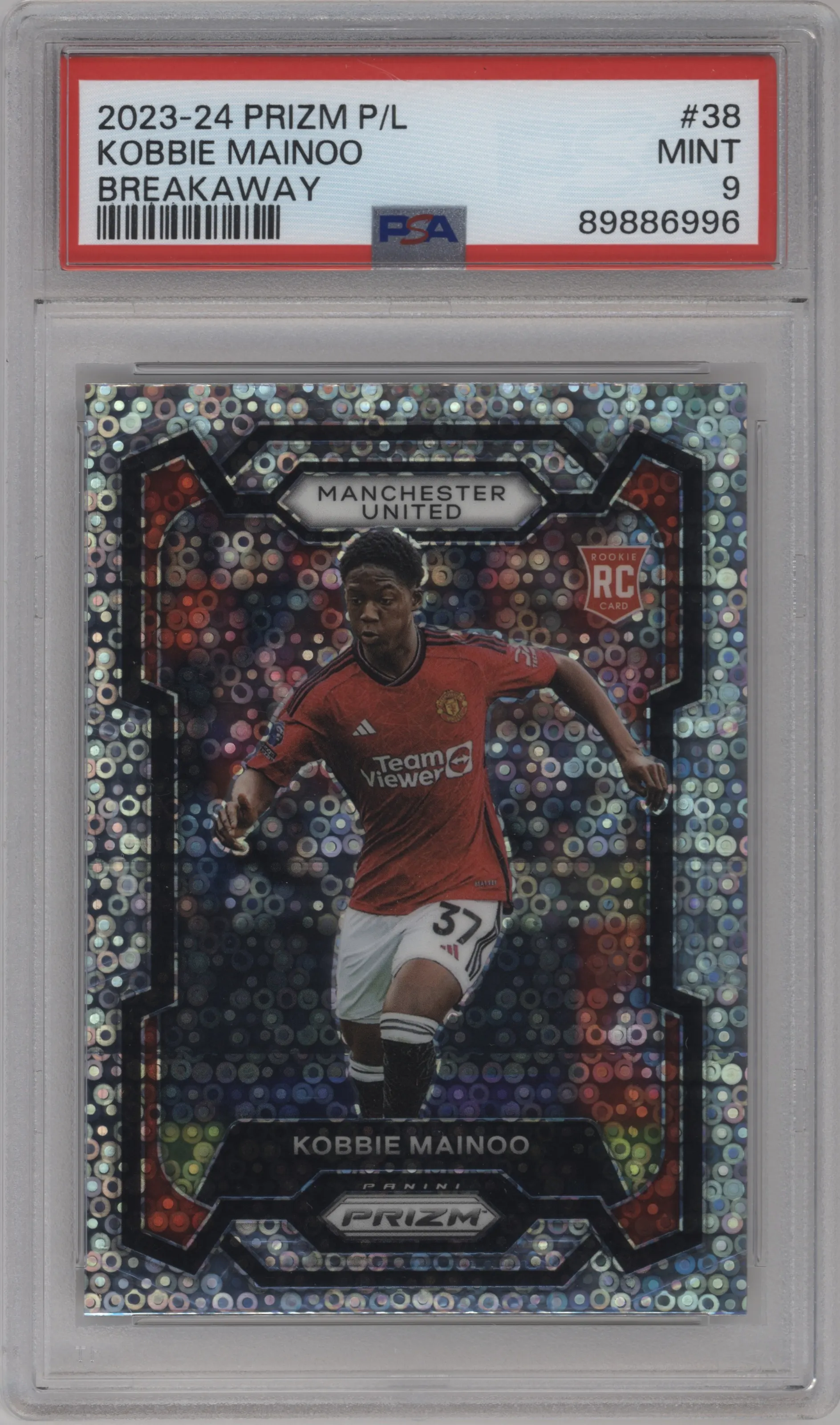 2023 Panini Prizm Premier League Kobbie Mainoo Breakaway Prizm #38 PSA 9