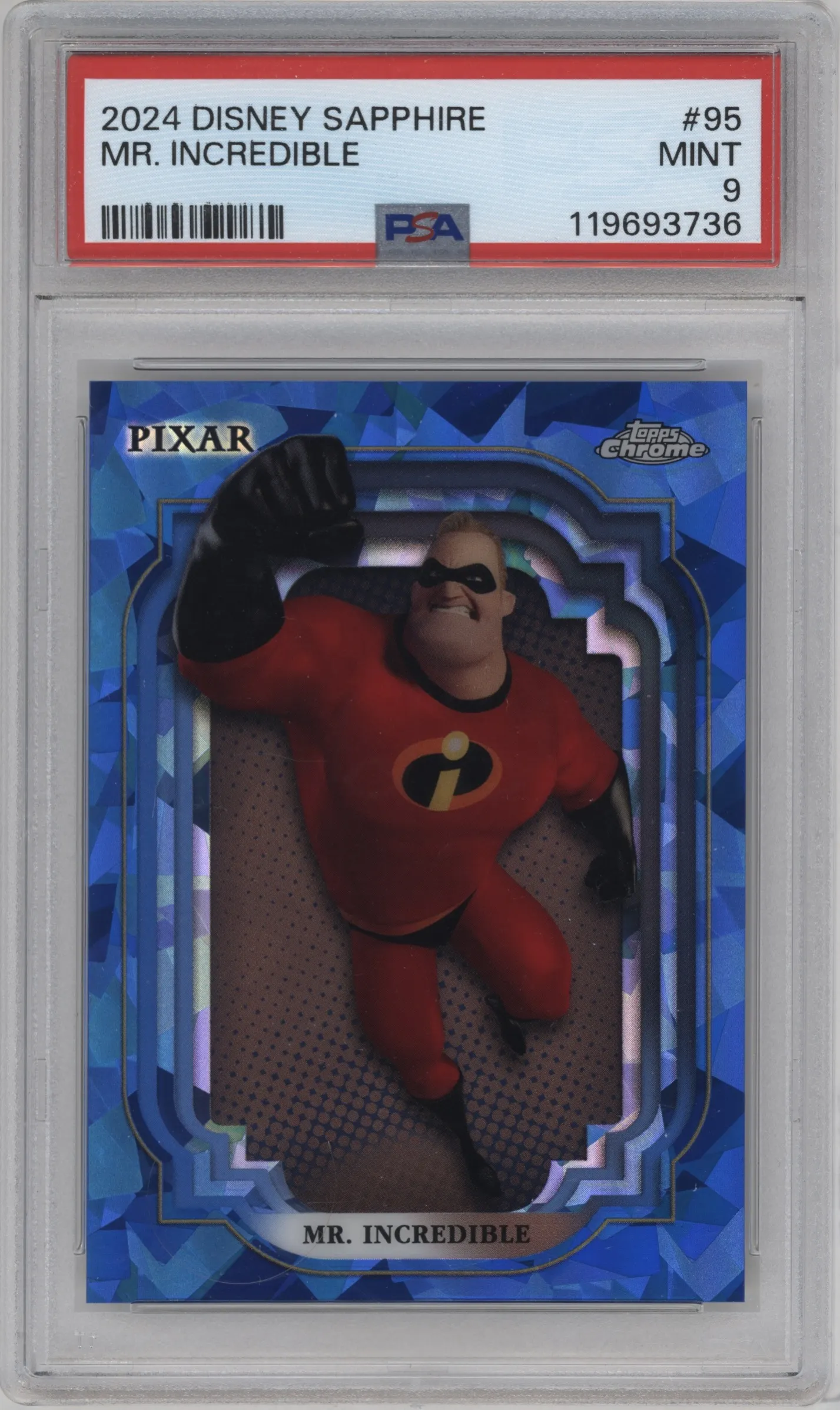 2024 Topps Chrome Disney Sapphire Edition Mr. Incredible #95 PSA 9